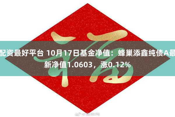 配资最好平台 10月17日基金净值：蜂巢添鑫纯债A最新净值1.0603，涨0.12%