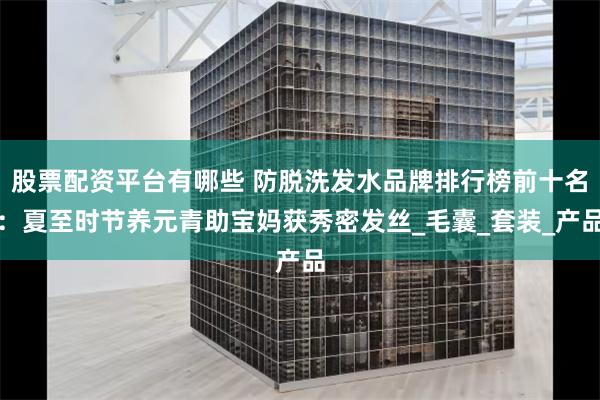 股票配资平台有哪些 防脱洗发水品牌排行榜前十名：夏至时节养元青助宝妈获秀密发丝_毛囊_套装_产品